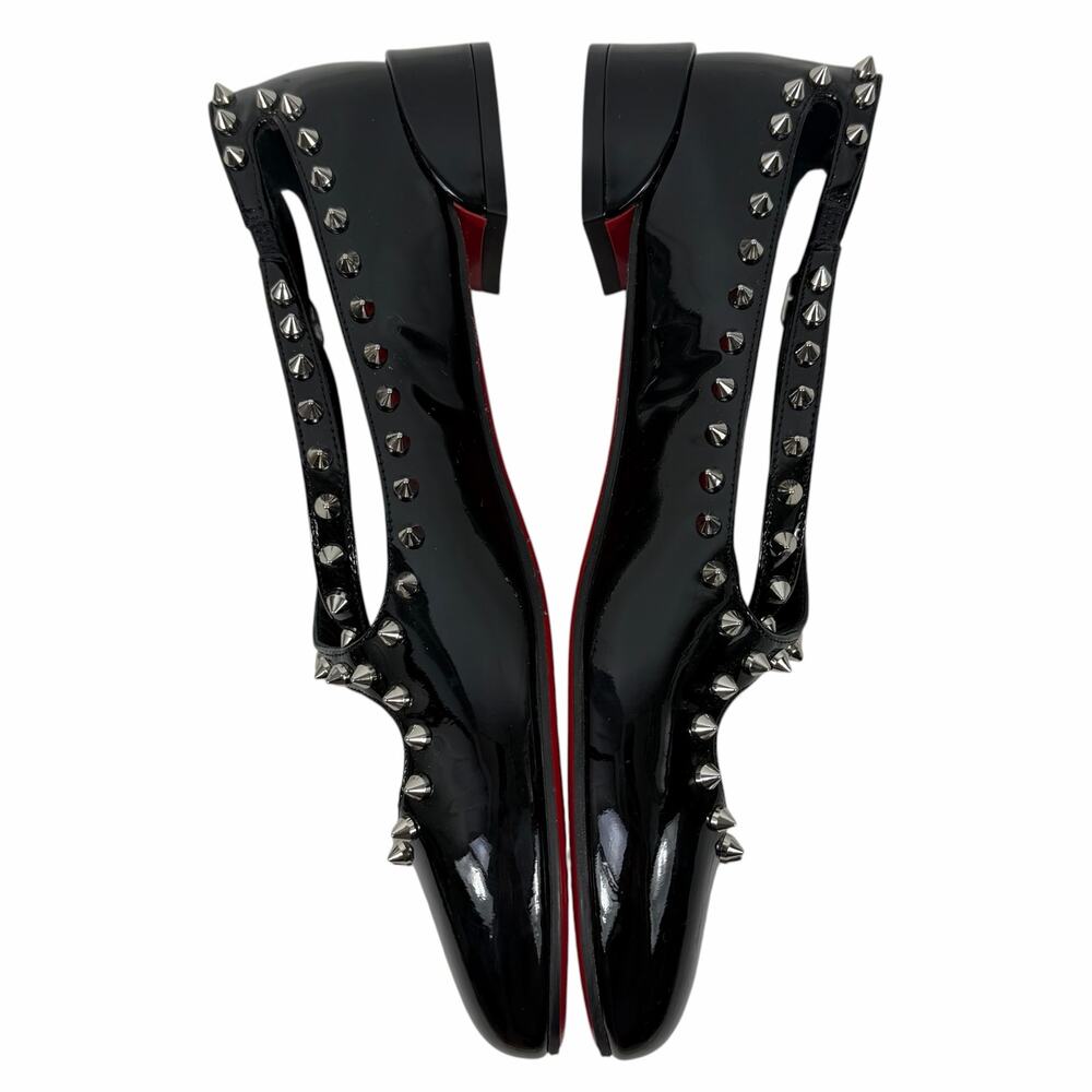 Christian Louboutin Pilouta Jane Spiked Patent Flats Black Size 36.5 - Picture 6 of 11